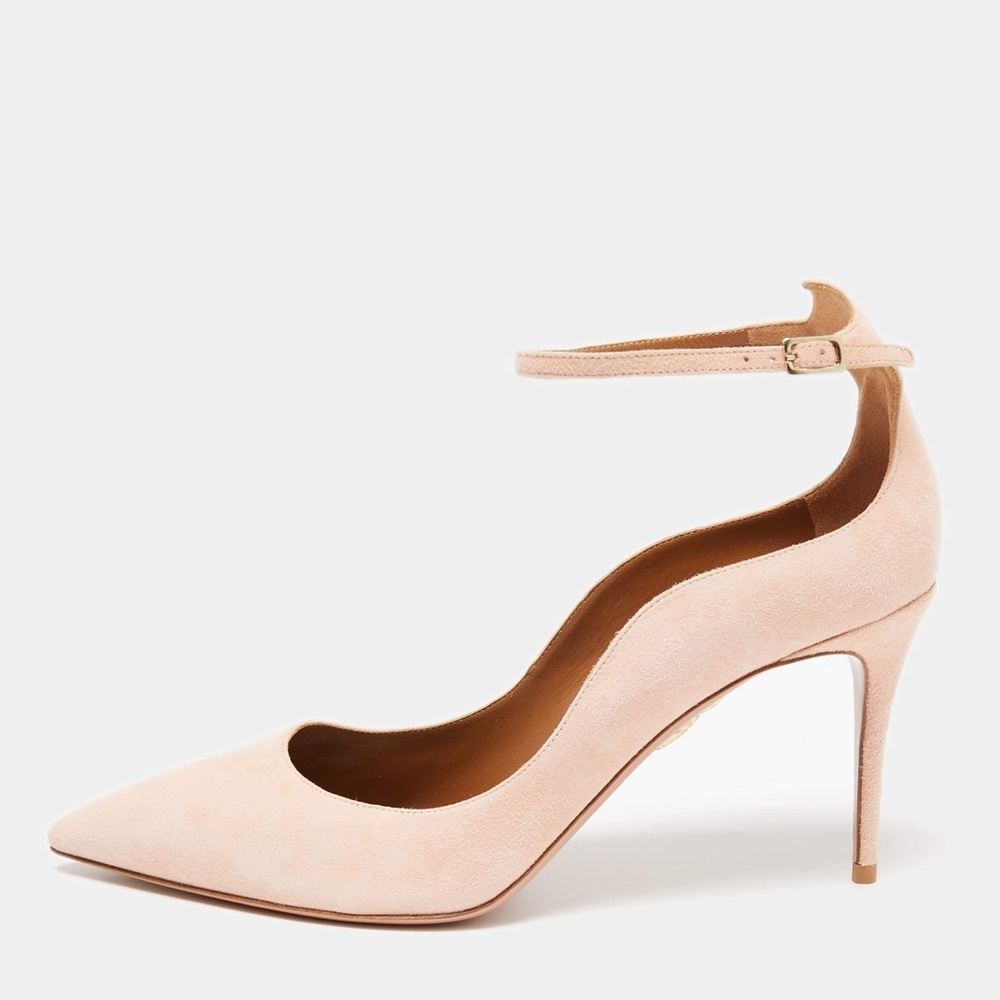 AQUAZZURA blush suede pumps